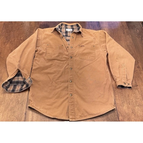 Carhartt Other - Carhartt Flannel Lined Duck Canvas Shirt Jacket Mens M Brown Snap S296brn